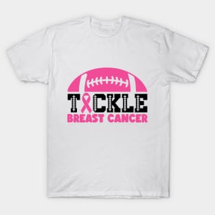 Tackle Breast Cancer Football Sport Awareness Support Pink Ribbon T-Shirt